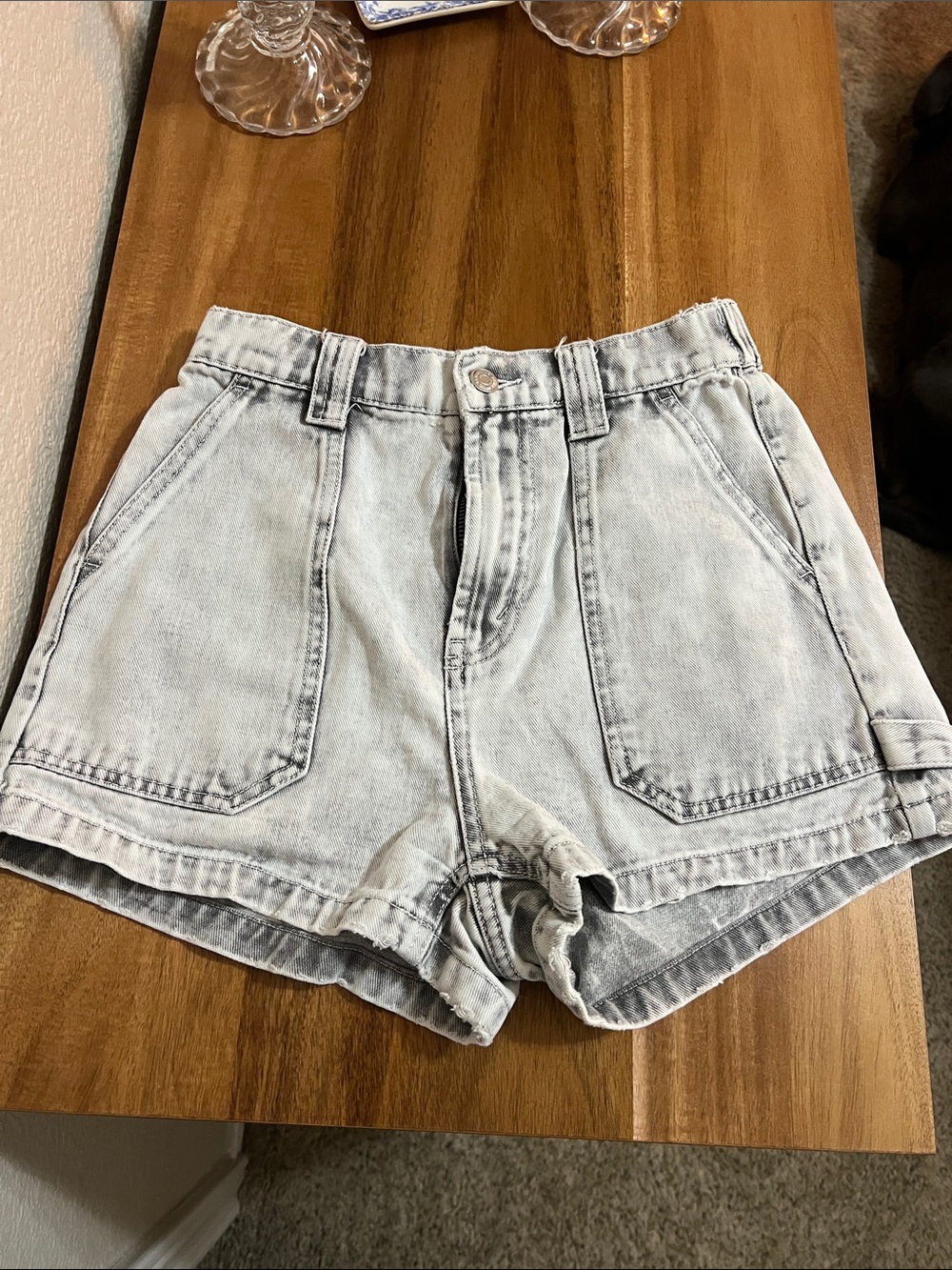 High-Rise Washed Denim Women’s Shorts - Light Wash